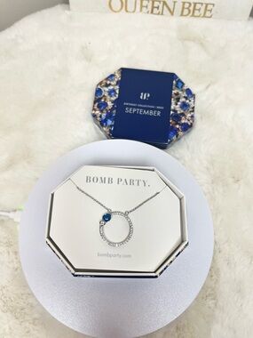 Bomb Party September Blue Crystal Circle Necklace